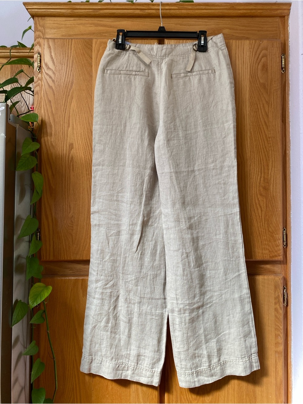 NWT Sundance Oaklee Easy Pants 100% Linen Beige Tan Straight Wide Leg Trousers - Picture 6 of 10